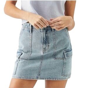 NWT PacSun Charlie High Rise Denim Cargo Skirt Size 27